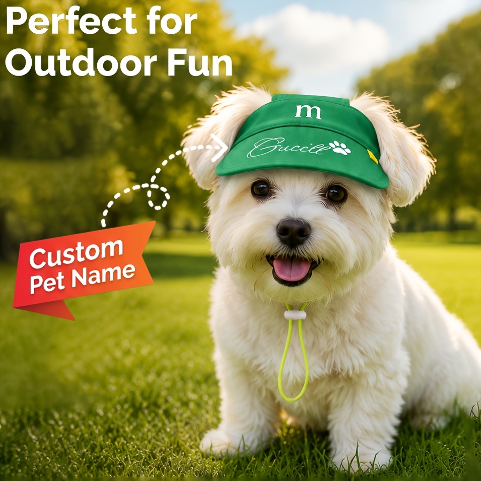TEMU Customizable Name Pet Sun Hat, Cat And Dog Summer Sun Protection Bucket Hat, Adjustable Ear- Sun Hat For Small Dogs And Cats, Breathable Outdoor