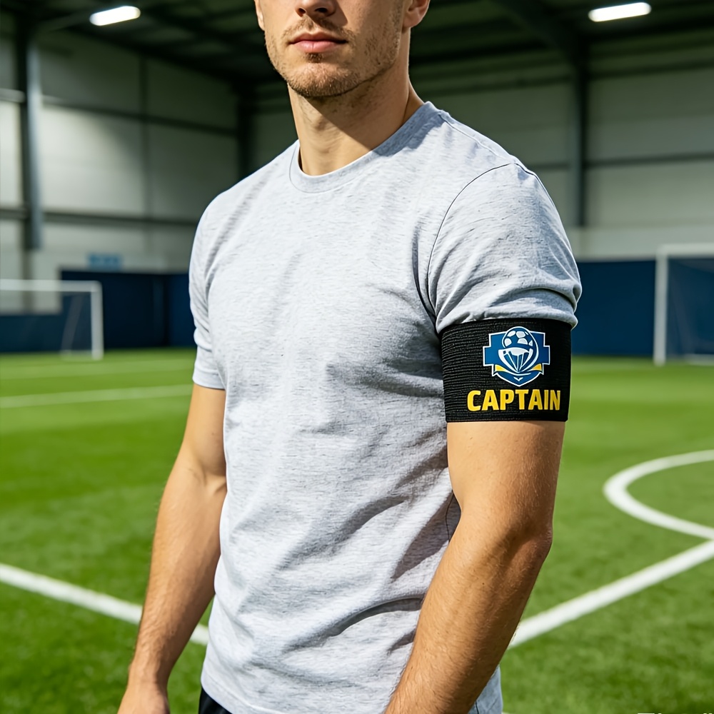 TEMU Personalized Armband For Football Captains, Adjustable Elastic Sports Band For Soccer Players, Featuring Custom Logos And Names