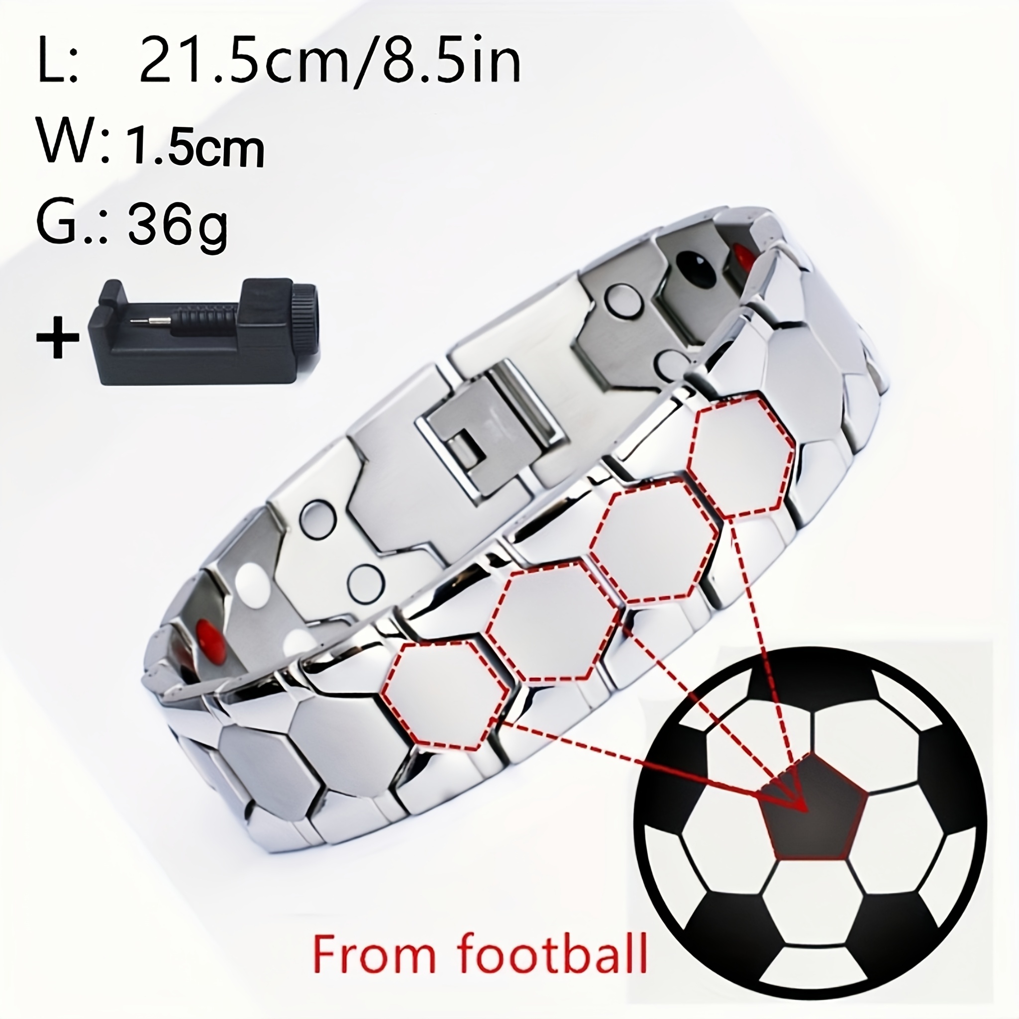 3pc Men's Magnetic Titanium Bracelets, Retro Hexagonal Design