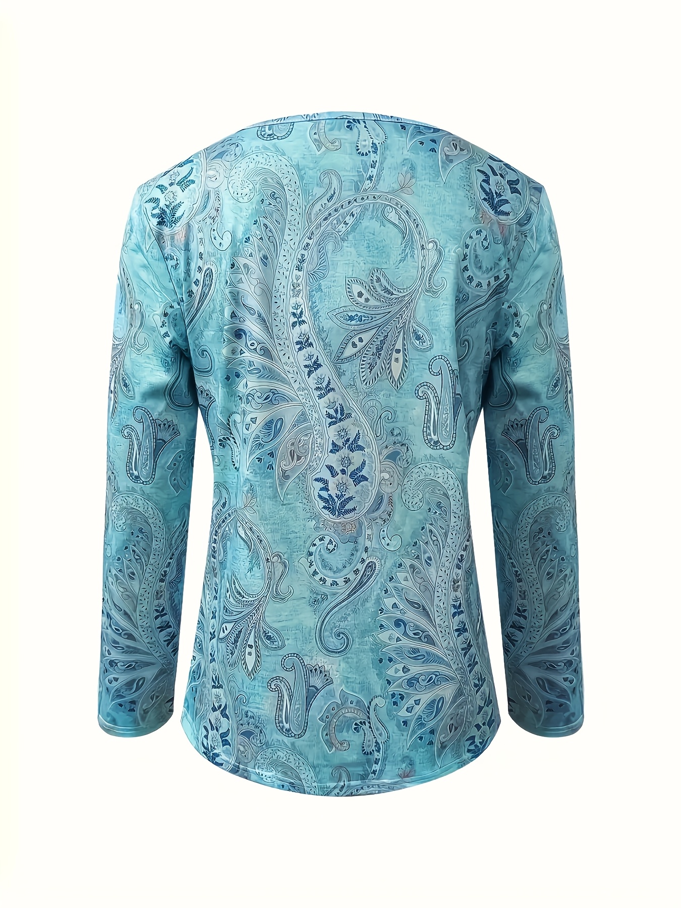 women spring autumn random print v neck long sleeve loose casual top daily wear home