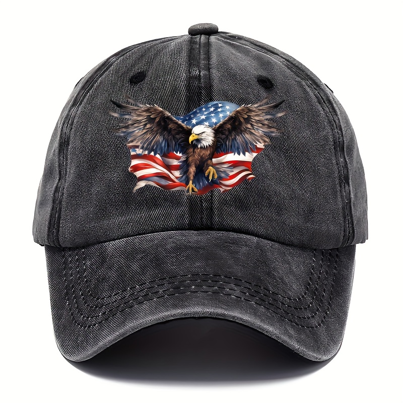 

Cool Hippie Curved Brim Baseball Cap, Usa & Eagle Print Distressed Cotton Trucker Hat, Snapback Hat For Casual Leisure Outdoor Sports