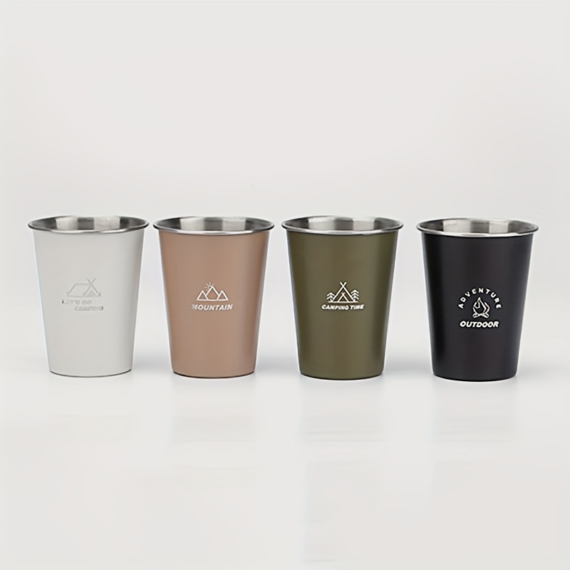 E-shop 4er-Set, leichte Outdoor-Camping-Edelstahlbecher aus 304 Edelstahl, kleiner Whiskeybecher, Wasserbecher, Kaffeetasse
