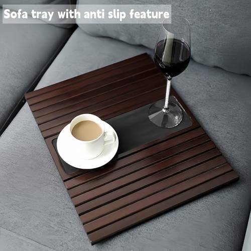 elegant wooden sofa armrest tray a practical foldable shelf that clips the side of your sofa for dining snacks or remote storage perfect as an instant stable side table or armchair tray holder ideal housewarming or birthday gift