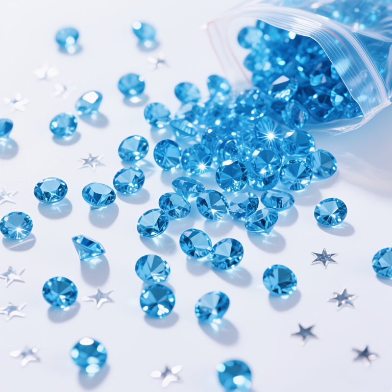 TEMU 600 Light Blue Acrylic Diamonds, Suitable For Vase Filling, Wedding Decorations, Home Decorations, Christmas Decorations, Winter Decorations,