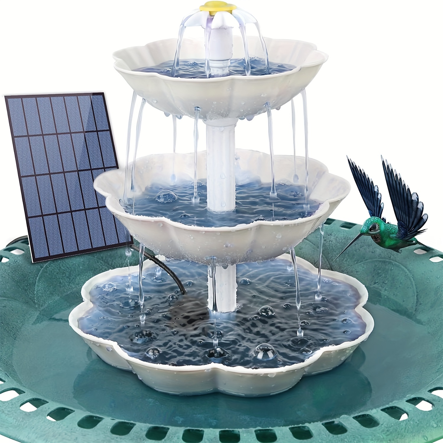 

Aisitin 3.5w Solar Bird Bath Five-petal Flower Beige White Fountain Set, New Diy Solar Fountain Detachable Bird Bath, Water Basin, Suitable For Garden, Courtyard, Swimming Pool, Outdoor