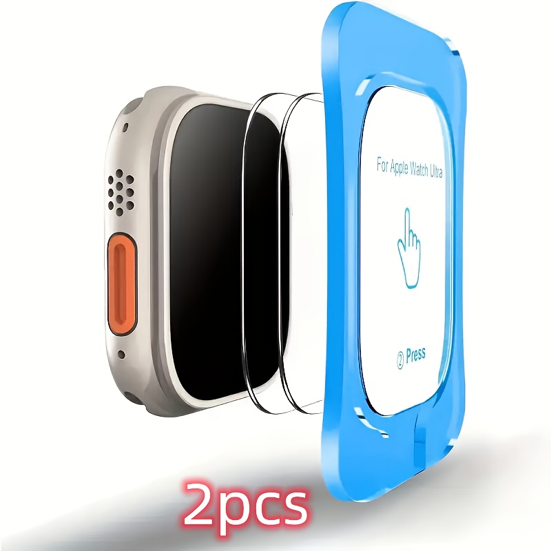 TEMU 2-pack Tempered Glass Screen Protector For Watch Ultra 1/ultra 2/, 49mm 9h Hardness Ultra-thin Scratch-resistant Hd Film, Self-adhesive With