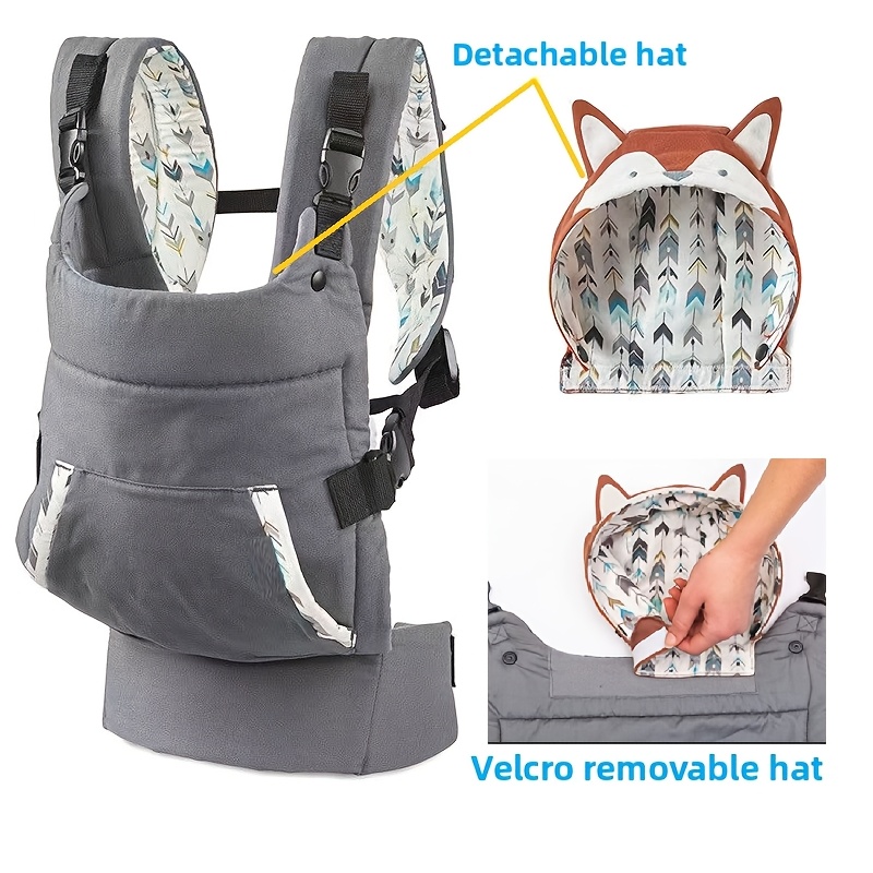 The 4-In-1 Baby Carrier Is Ergonomically Designed for Infants to Toddlers Weighing 7-22 Pounds (Approximately 3.2-10.9 Kg) - Suitable for All Positions, Promoting Healthy Hip Development, And Features an Adjustable Removable Hood