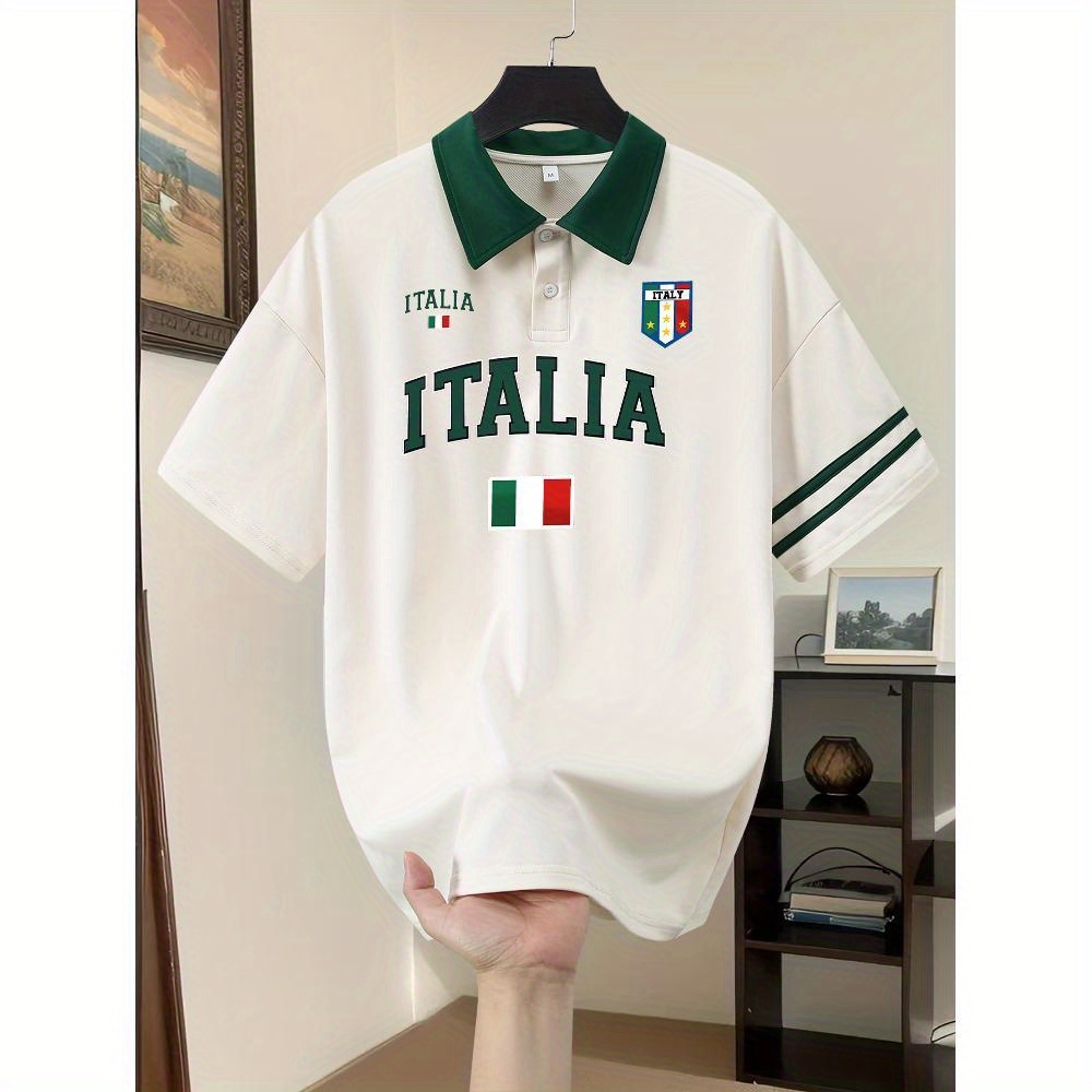 Polo de Hombre 2025 Nueva Colección Verano Estampado Bandera Italiana Transpirable Casual Deportes al Aire Libre Estilo 2025 Nuevo Cómodo y Transpirable