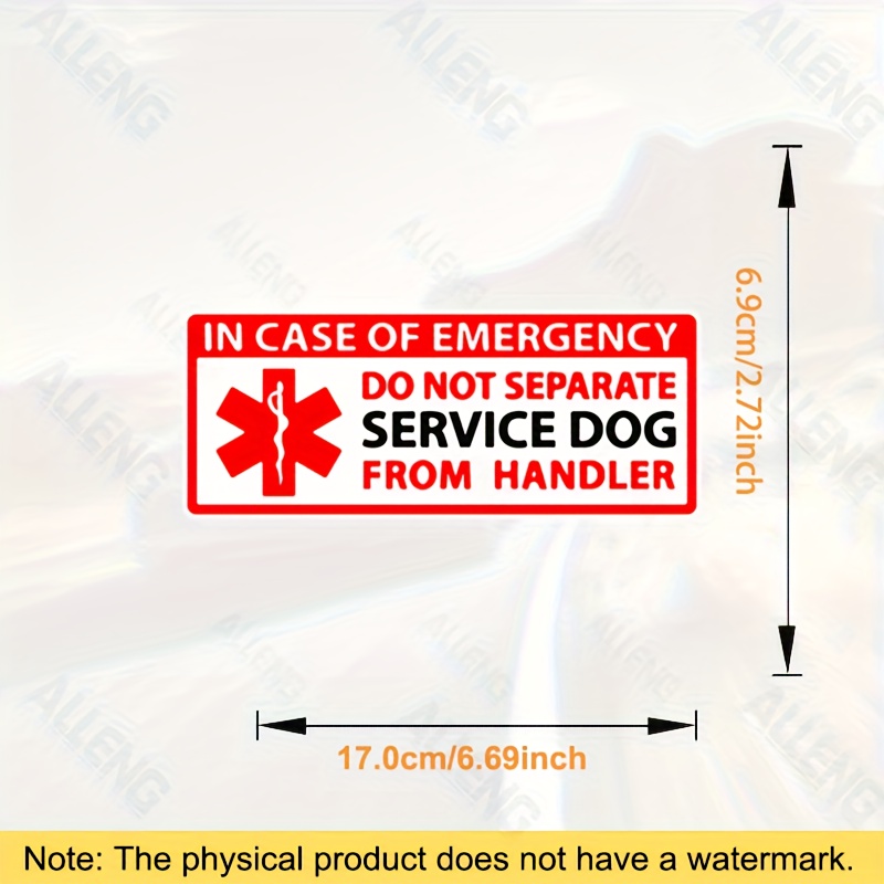 Pvc Service Dog Emergency Alert Stickers - Warning Decals Against Separating Dog From For And Personal
