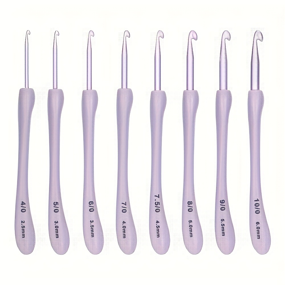 TEMU 8 Sizes Purple Crochet Hook Set, Suitable For Crochet And Knitting, Lightweight Aluminum Crochet Yarn, Beginner Crochet Hook Set, Crochet