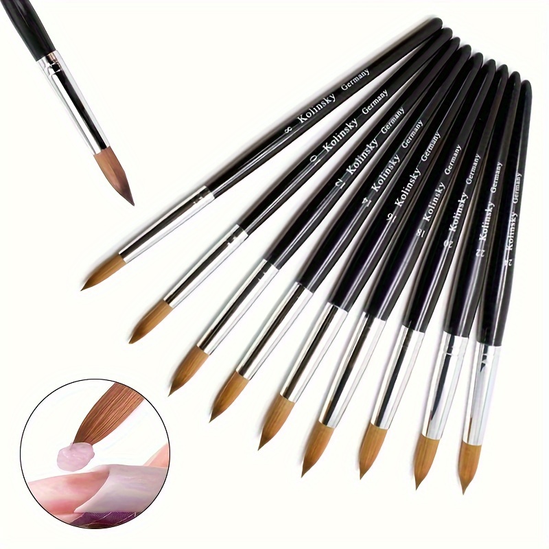 

Xulin Premium Acrylic Nail Brush Set - Sizes 2-24, Black Wooden Handle, Round Tip For Gel & Manicure