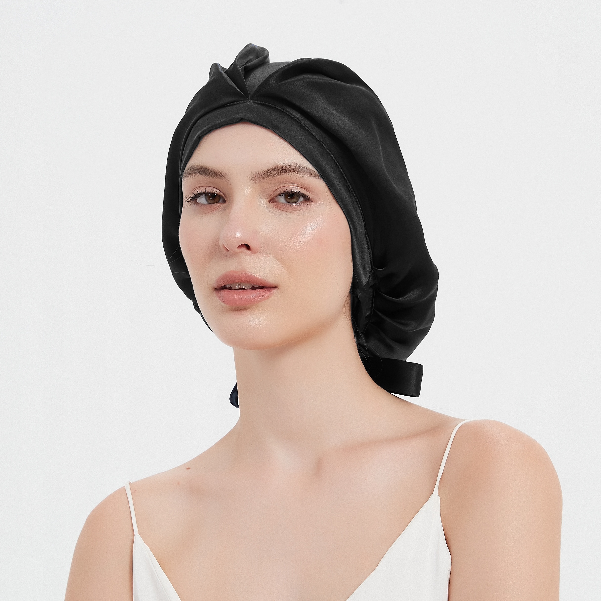 TEMU Gorro De Seda 100% Suave, Gorro De Noche Para Dormir Plisado Ligero, Gorro De Pelo Ajustable, Gorro De Ducha Para Baño Para Mujer