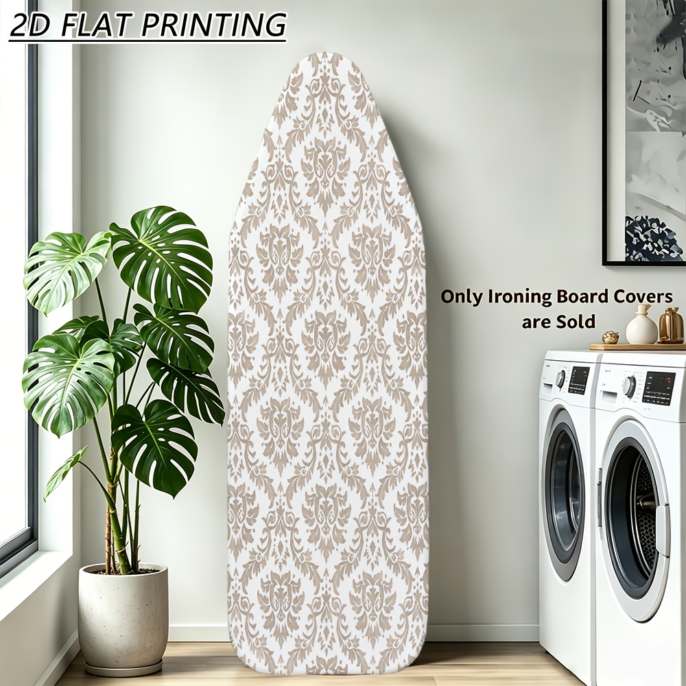 TEMU Ironing Board Cover, Beige Damask Print, Durable Fabric Pad For Home & Commercial Laundry, Elegant Ornate Pattern, For Daily Ironing And Accent