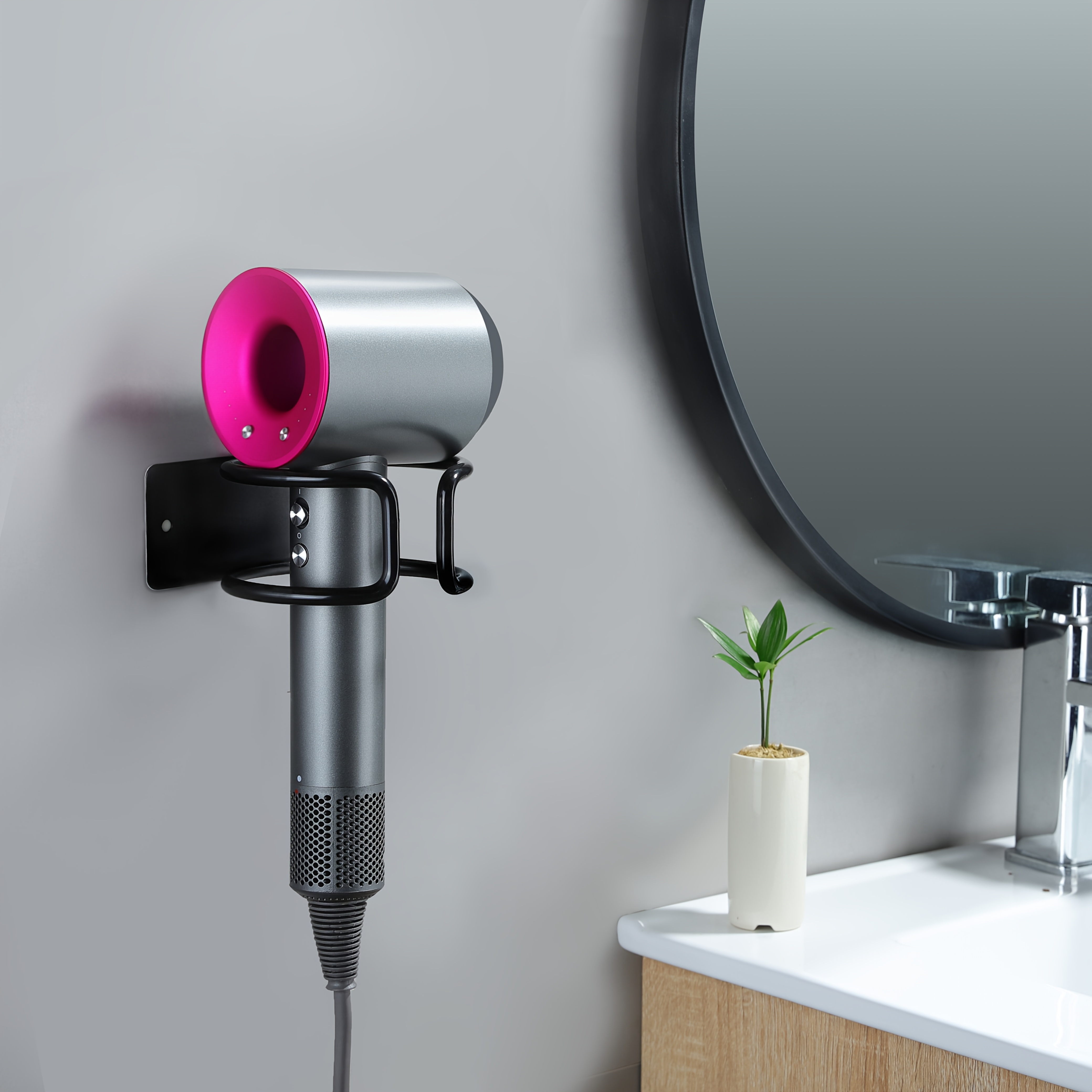 TEMU Space-saving Hair Dryer Holder, Wall-mounted Hair Dryer Organizer, Without Drilling, Storing Hair Dryers And Bathroom Or Home Organization Gifts
