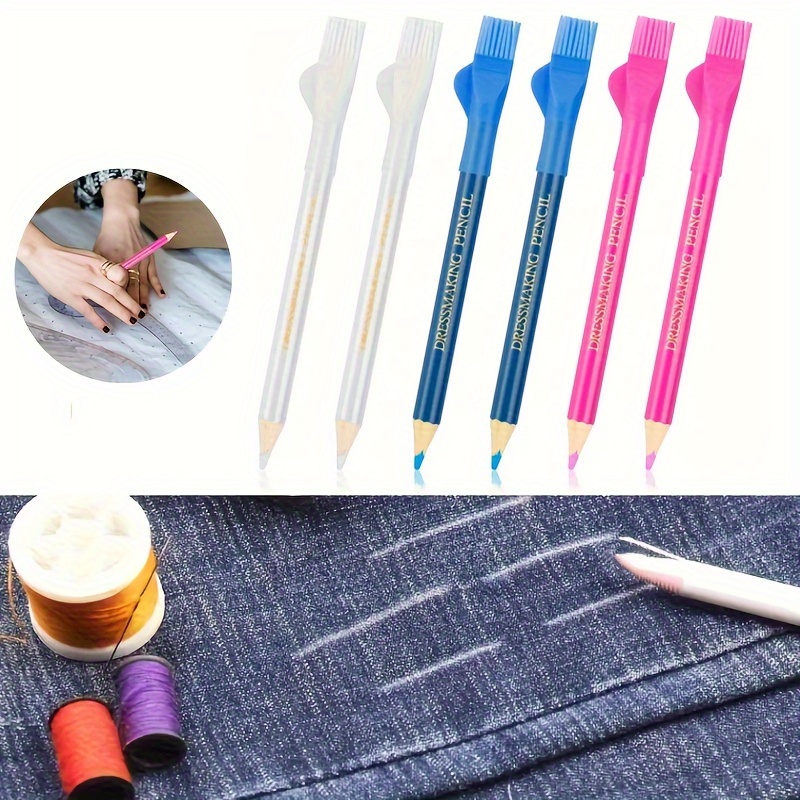 

3pcs Water-soluble Chalk Markers With Brush Heads - White, Pink, Blue | Ideal For Sewing & Crafting On Fabric | Easy-to-use, Non-toxic, Chalk Markers For Sewing