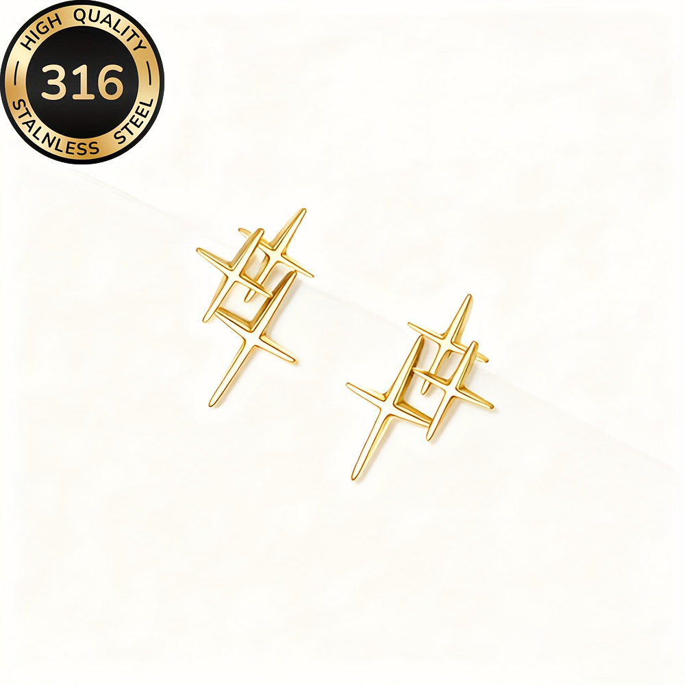 TEMU High-quality Stainless Steel Hypoallergenic Stud Earrings, Anti-fade, Easy And Elegant, Fashionable Women's Earrings For Daily Wear Or Parties,
