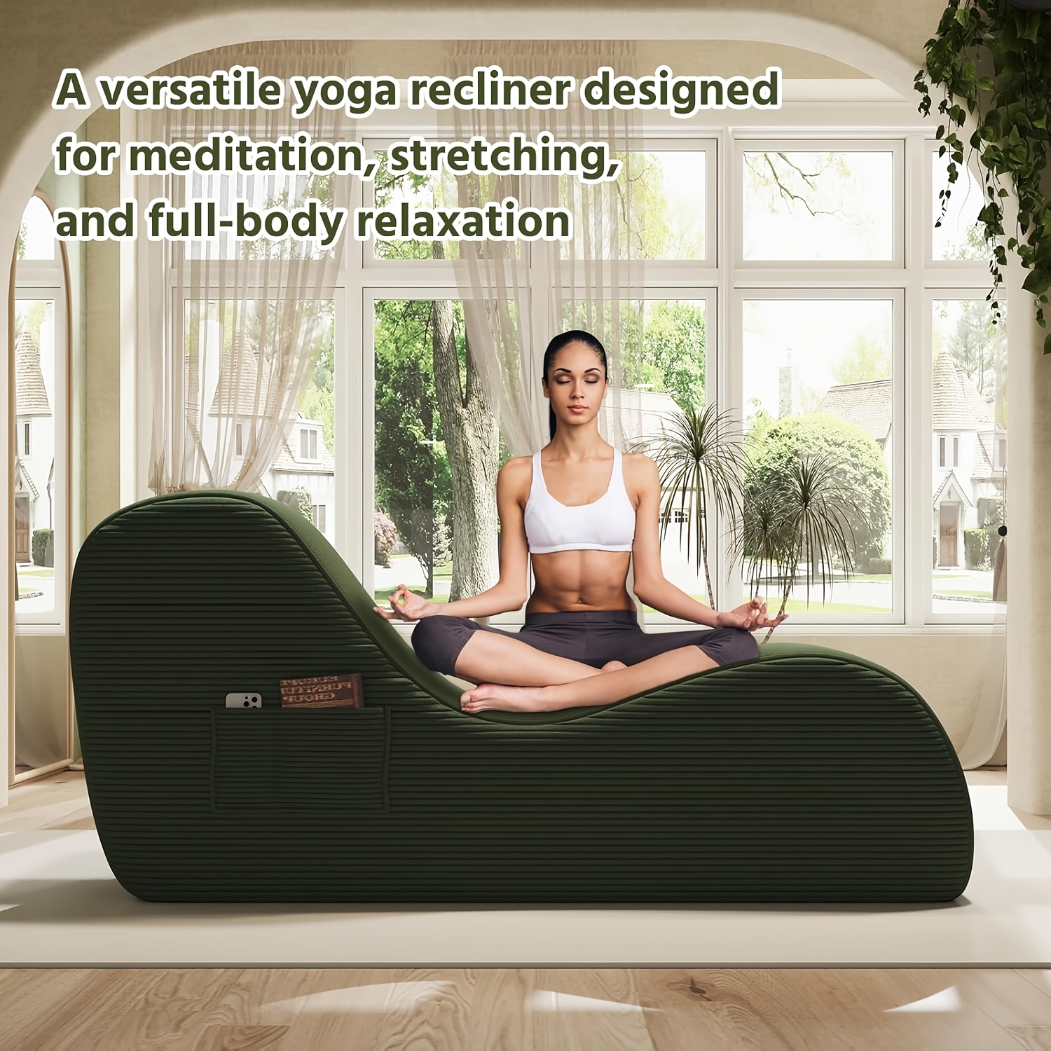 Sleek Chaise Lounge, Living Room Sofa for Yoga - for Stretching, Relaxation, Exercise, Features High-Quality Sponge Filling