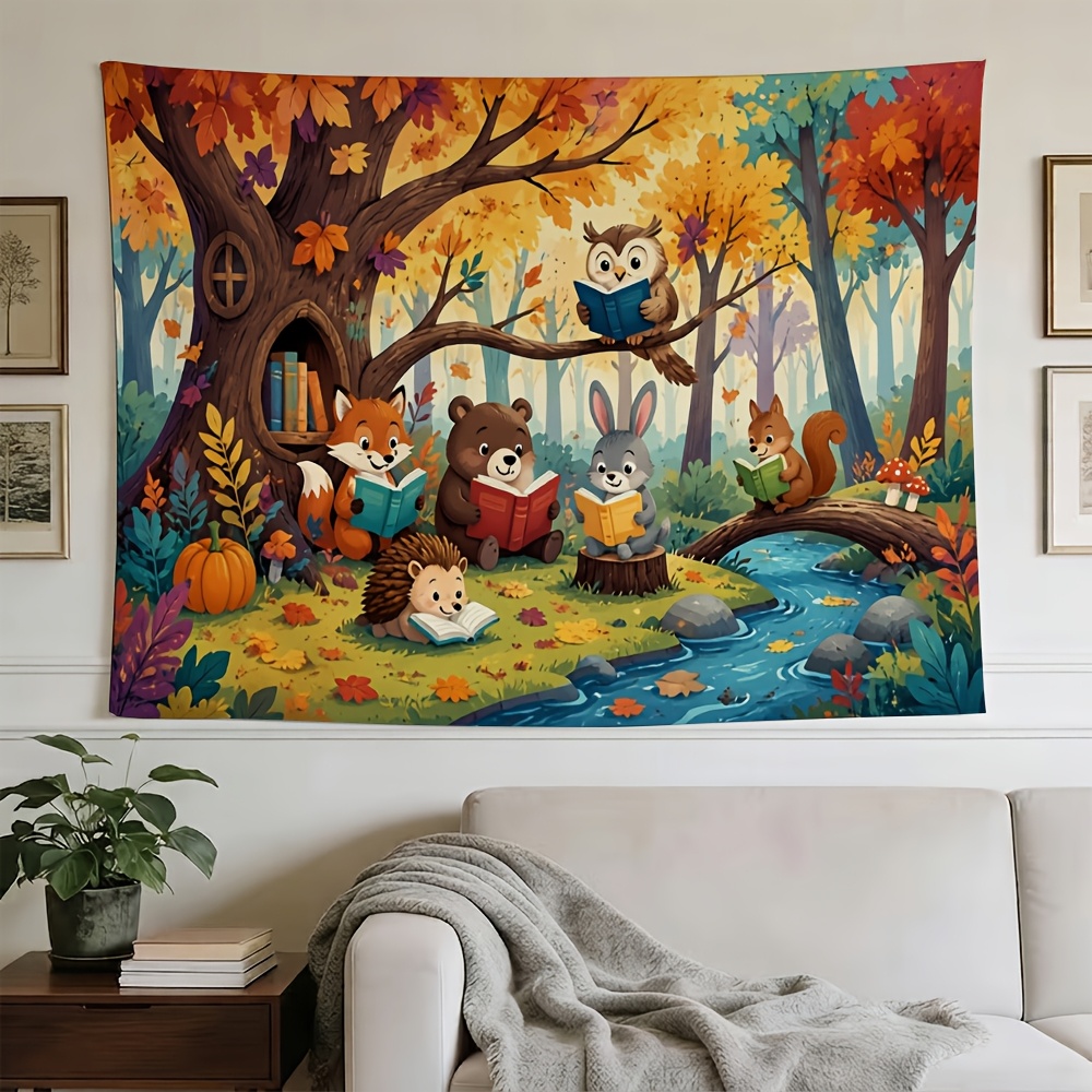 Photography Backdrop Tapestry with Autumn Forest Design