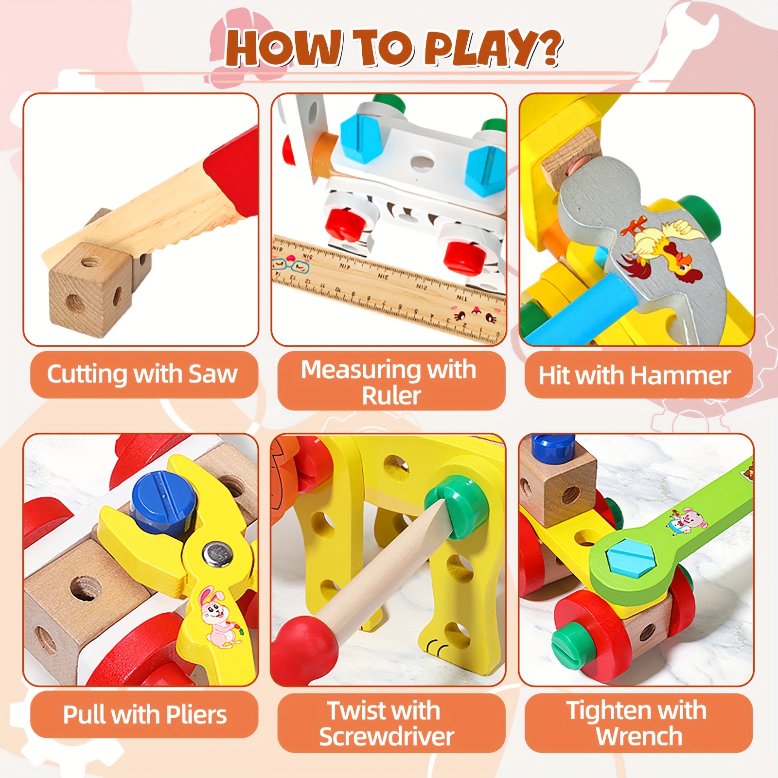  wooden animal assembly toolbox colorful puzzle toy for enhances motor skills ideal birthday or holiday gift for boys and girls educational playset design durable construction toy box Product details 7