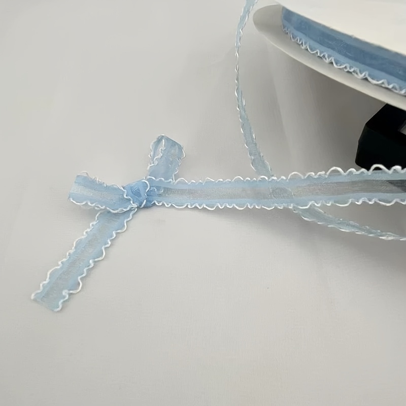 TEMU 5 Yards Candy-colored High-quality Lace Edge Chiffon Ribbon, Suitable For Crafts, Festivals, Additions For Shoes And Hats, Clothing Supplies,