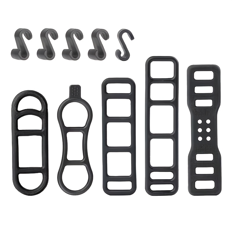 TEMU 5pcs Set Bike Front Light Rear Light Straps, Dashcam Fixing Elastic Bands, Tie Bands With S Hooks For Bicycle Lights, Camera Mounts & Reflectors