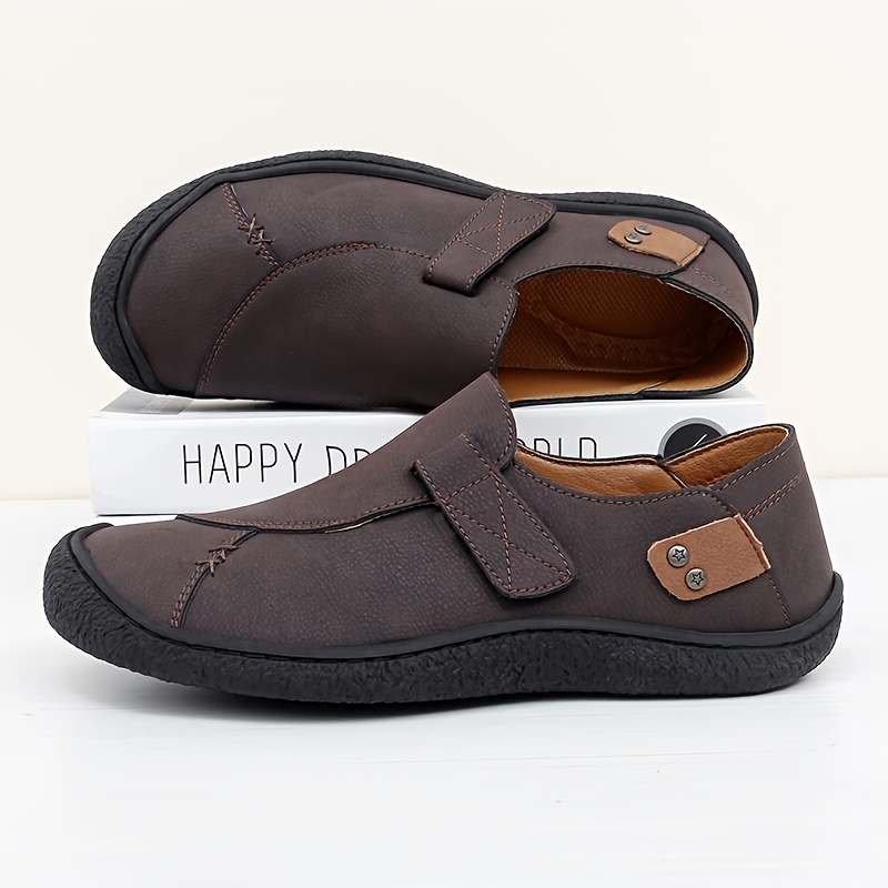 Men\'s Black Casual Slip-On Loafers with Hook-and-Loop Strap KaLI_store Men main image 2