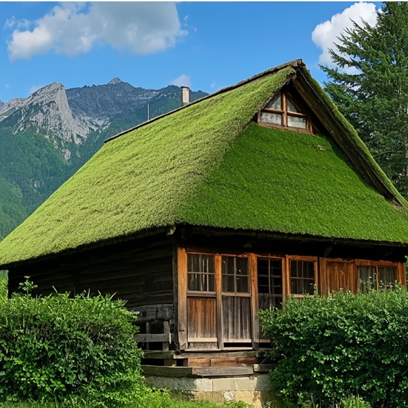 Artificial Palm Thatch Roofing Roll, Suitable For Cabins, Swimming Pools, And Gardens, Maintenance-free Artificial Thatch Roofing, Outdoor Thatch Roofing Materials, Green