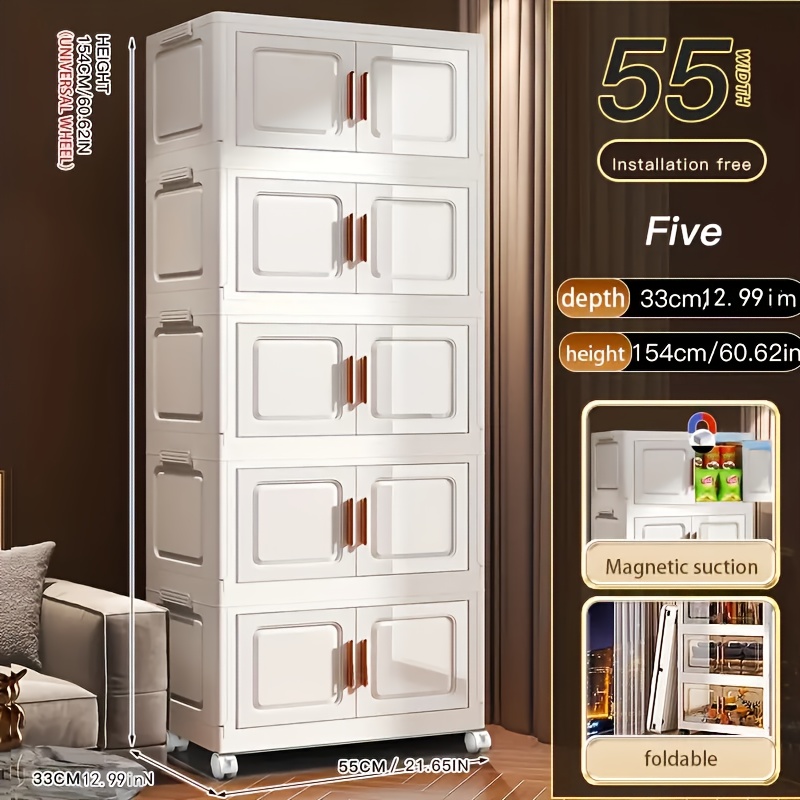 TEMU Stackable Plastic Storage Bins With Lids And Wheels, Bathroom Organizer And Storage - Closet Organizer And Storage, Foldable Storage Bins For