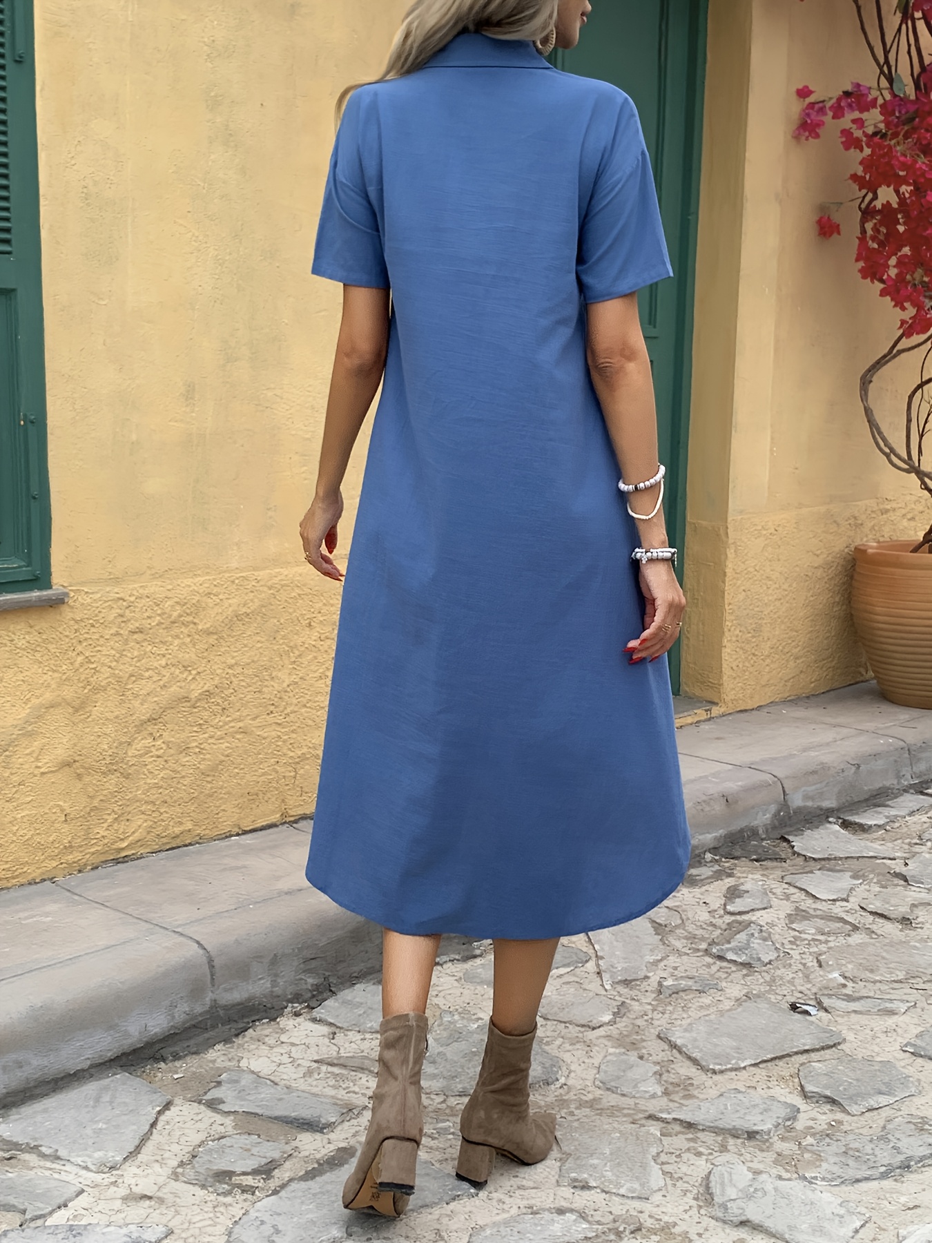 2025 spring summer casual linen lapel dress | Temu Poland