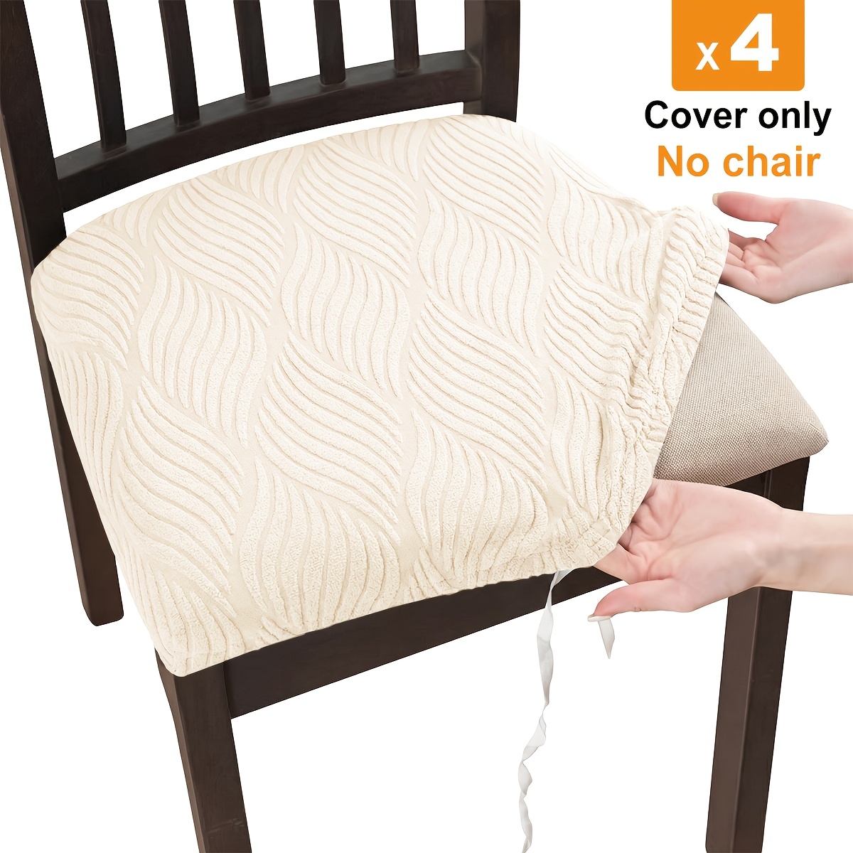 TEMU Lot de 4/6 housses de siège de chaise de salle à manger extensibles à , jacquard à ondulées, pour maison et hôtel