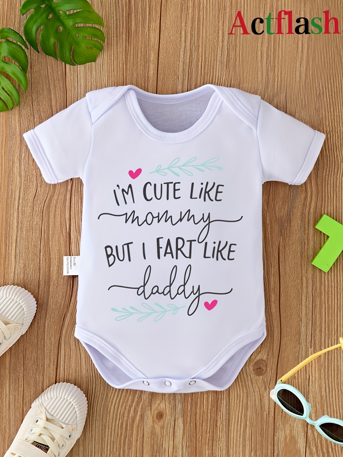 Actflash Baby Onesie Grappige &*;Ik ben schattig als mama scheet als  papa&*; Nieuwgeboren Bodysuit, Zachte Eerste Kleding voor Jongens  Meisjes,