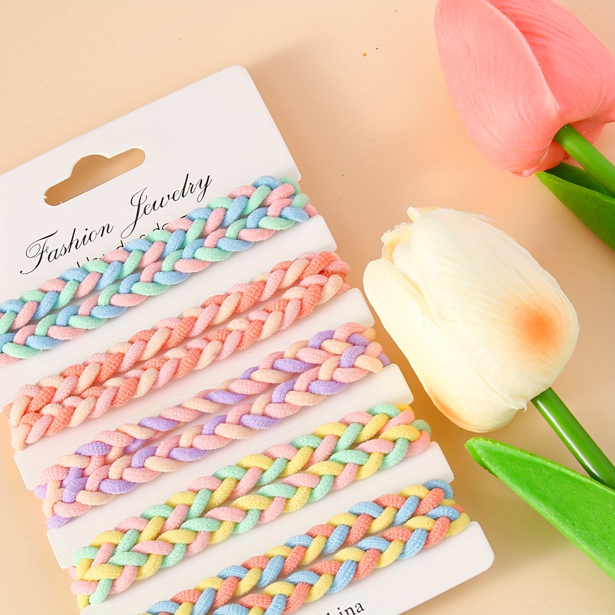 

10pcs Macaron Three-color Color Matching Braided Twist Hair Rope Fashion Simple Diy Adhesive Accessories Versatile Headwear Compact And Portable