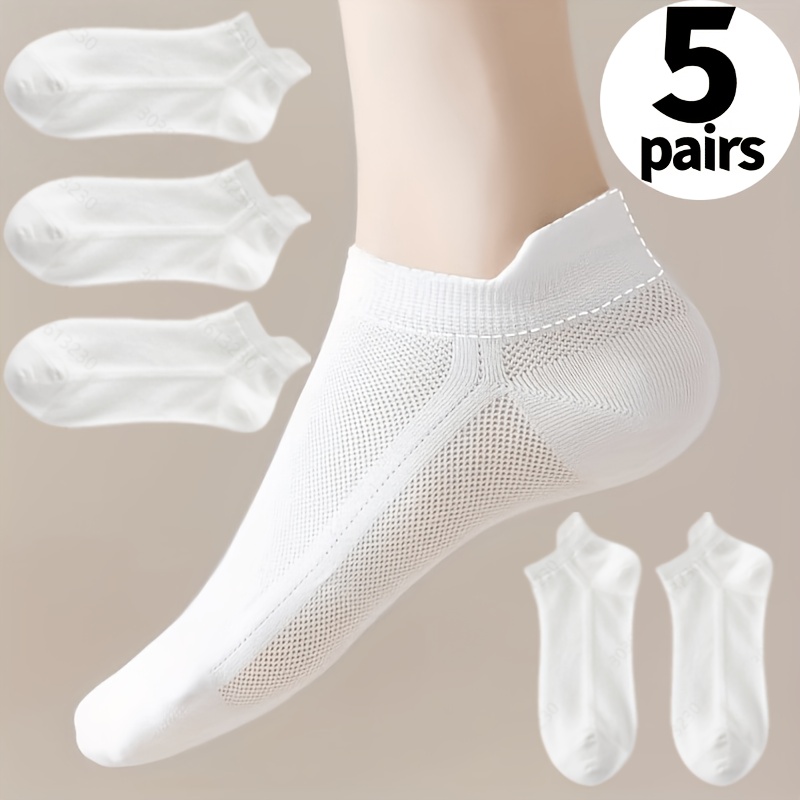 E-shop 5Apirs - Atmungsaktive, unsichtbare Damen-Knöchelsocken aus Mesh, ultradünne, kurz geschnittene Sommersocken, rutschfeste, anti-fallende,