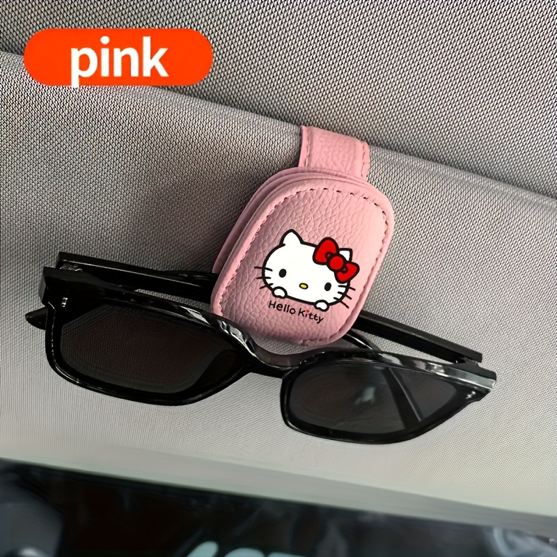 Image of For Hello Kitty Glasses Holder - Cute Pink Faux Leather Travel Accessory With Multiple Compartments, Fit For Cars, Trucks, Suvs - Perfect Gift For Fans, Travel Accessories, Design