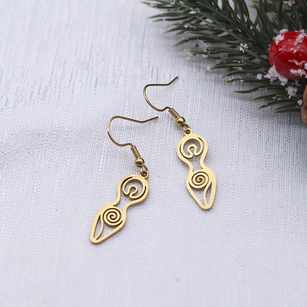 Women's Wicca Spiral Goddess Fertility Dangle Earrings