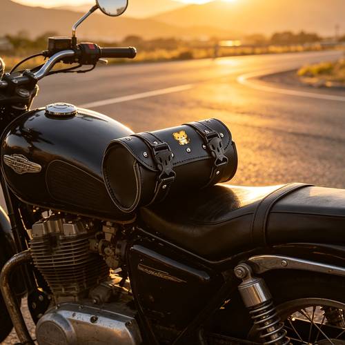 foto e artikullit çantë shalë motoçiklete 1 copë në stil motoçiklete, cilindrike, lëkurë pu | i adhurueshëm i tigrit vizatimor - hapësirë e plotë cilindrike e brendshme për ruajtjen e veglave të mirëmbajtjes, syzeve, telefonave mobilë, çelësave, dorezave të ngasjes, pajisjeve të shiut dhe aksesorëve të tjerë