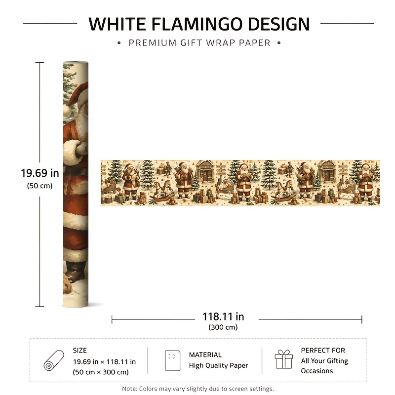 TEMU 1 Rouleau de 50X300Cm (19.7X118.1In) Motif Floral , Design , Parfait pour Cadeaux, Anniversaires et Fêtes, , Facile à Enrouler, , Ambiance