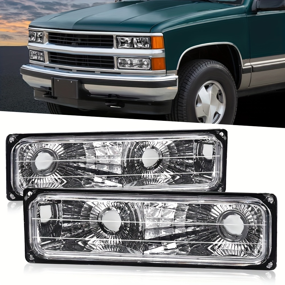 TEMU Pair Chrome Bumper Lamps Fit For C10 For C/k For Silverado Pickup For 1994-98