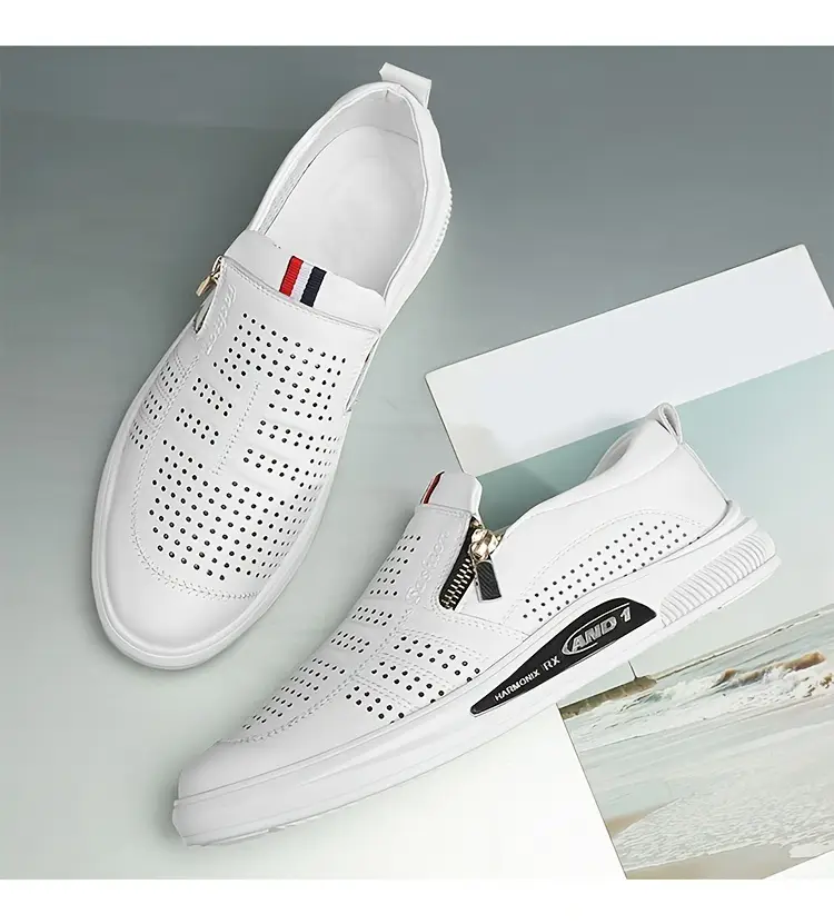 mens trendy split upper loafer shoes with side zipper comfy non slip casual dress shoes mens footwear details 5