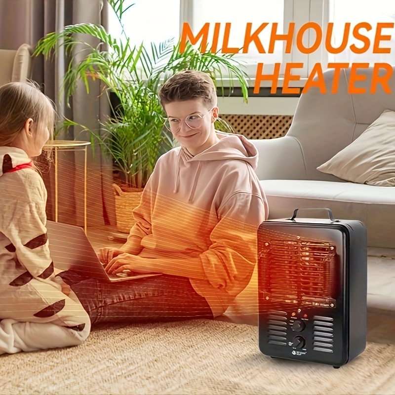 TEMU Small Space Heater, 1500w Heater With Thermostat, , Protection, 3- Plug, Tip-over Auto Shut Off, Utility Heater For Garage, Bedroom, Greenhouse