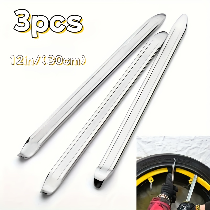 TEMU 3pcs Steel Tire Tool Set, Tire Pry Bars For Car, Bike, Motorcycle, Tricycle Tire Replacement, Rust-resistant Coating, Universal Repair