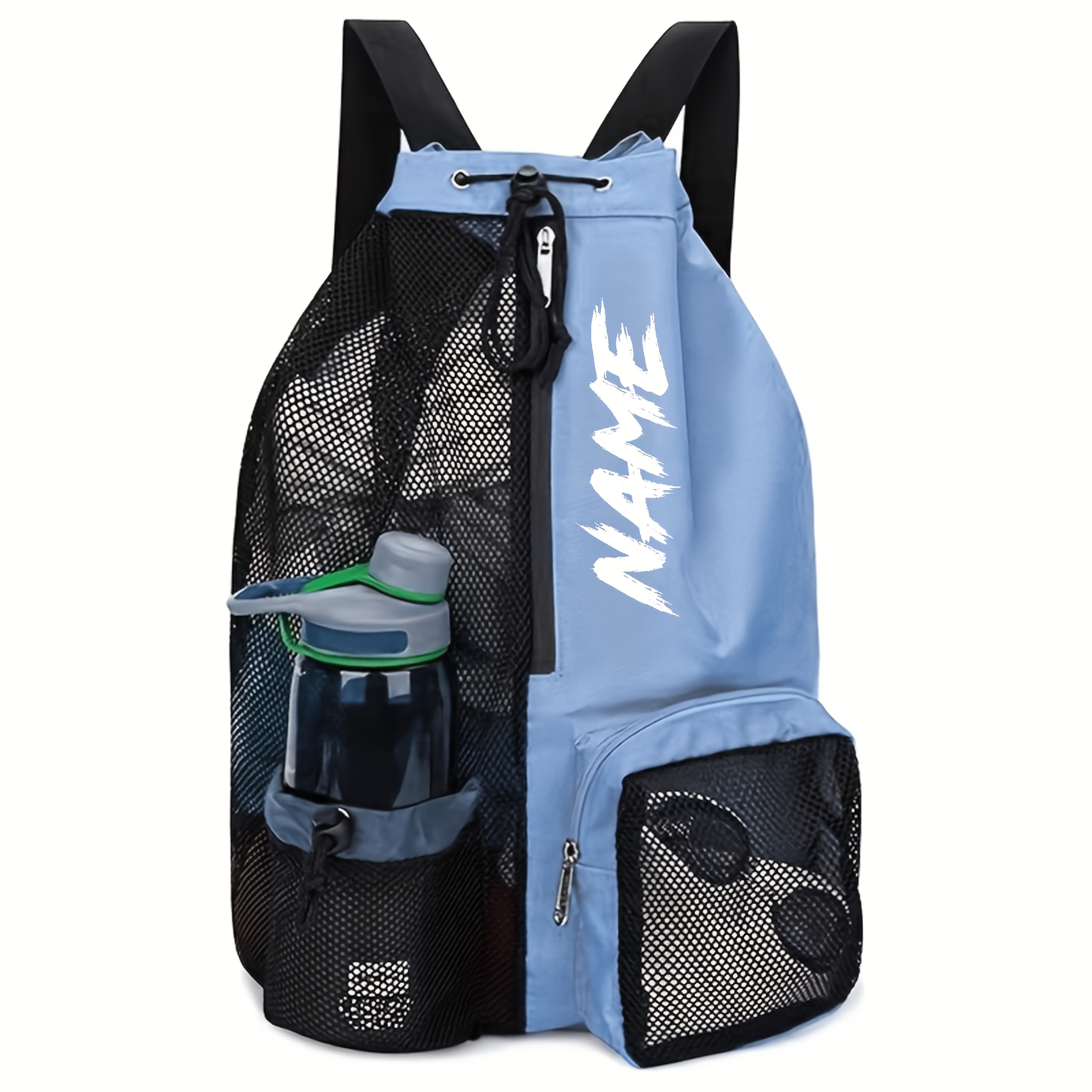 TEMU Customizable Name Mesh Drawstring Backpack, Adjustable Strap Mesh Backpack, Multiple Colors Available, Large Capacity, Durable Nylon, Multiple