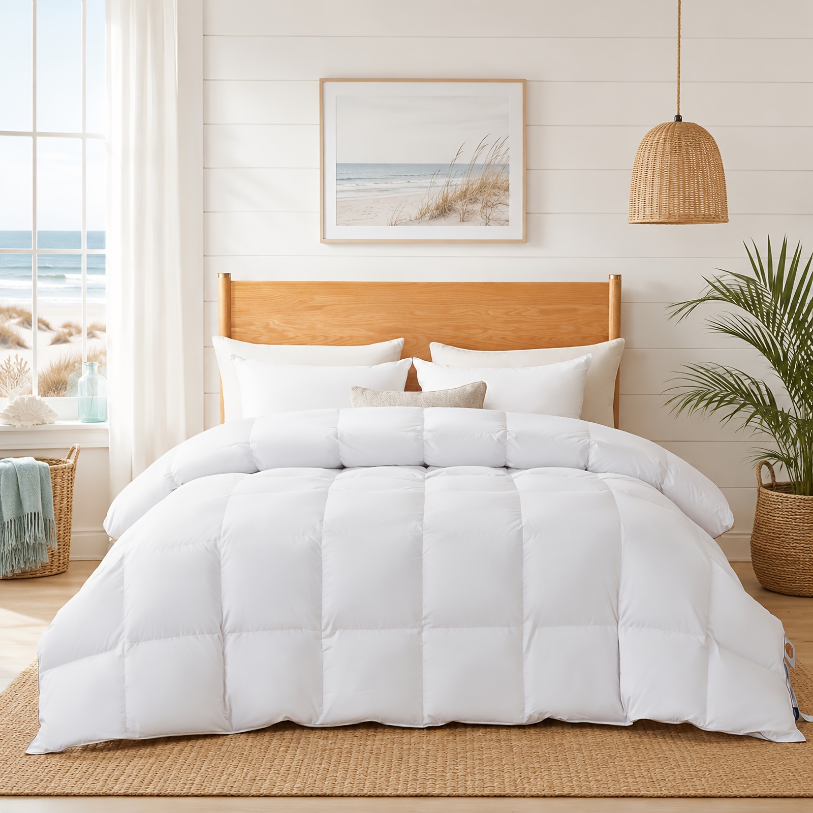 Image of Summer Goose Down Duvet 1pc, Box Stitching, Rds And Duvet, Breathable And Soft, Suitable For Allergy Sufferers, White (135x200cm/ 155x220cm/ 200x200cm/ 240x220cm)