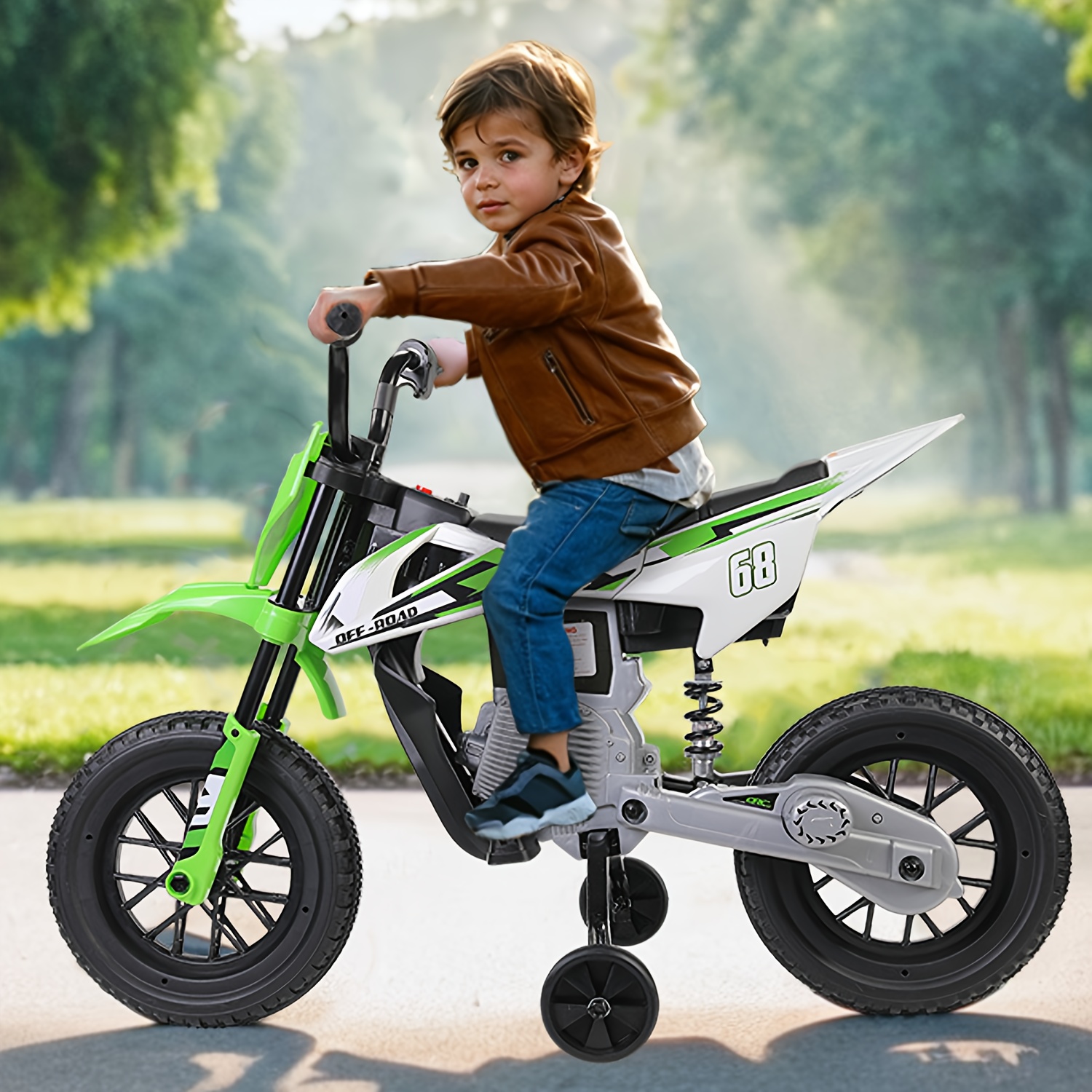 TEMU Kids Ride On Motorcycle With 2 Training Wheels, Electric Bike With Twist Grip Throttle For Christmas Gift, 12v Powered Ride On Toys With