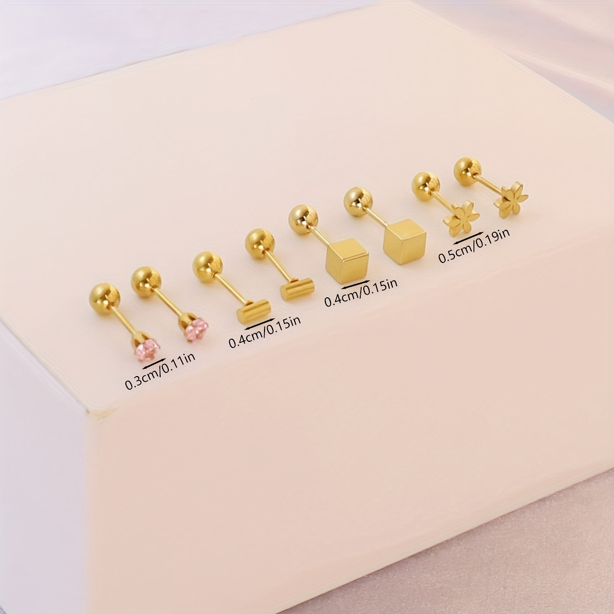 18 pairs set random styles stainless steel hollow out star     circle inlaid cubic synthetic zirconia stud earrings comfortable ball back ear plugs shower and friendly jewelry perfect gift for   on holidays Product details 2