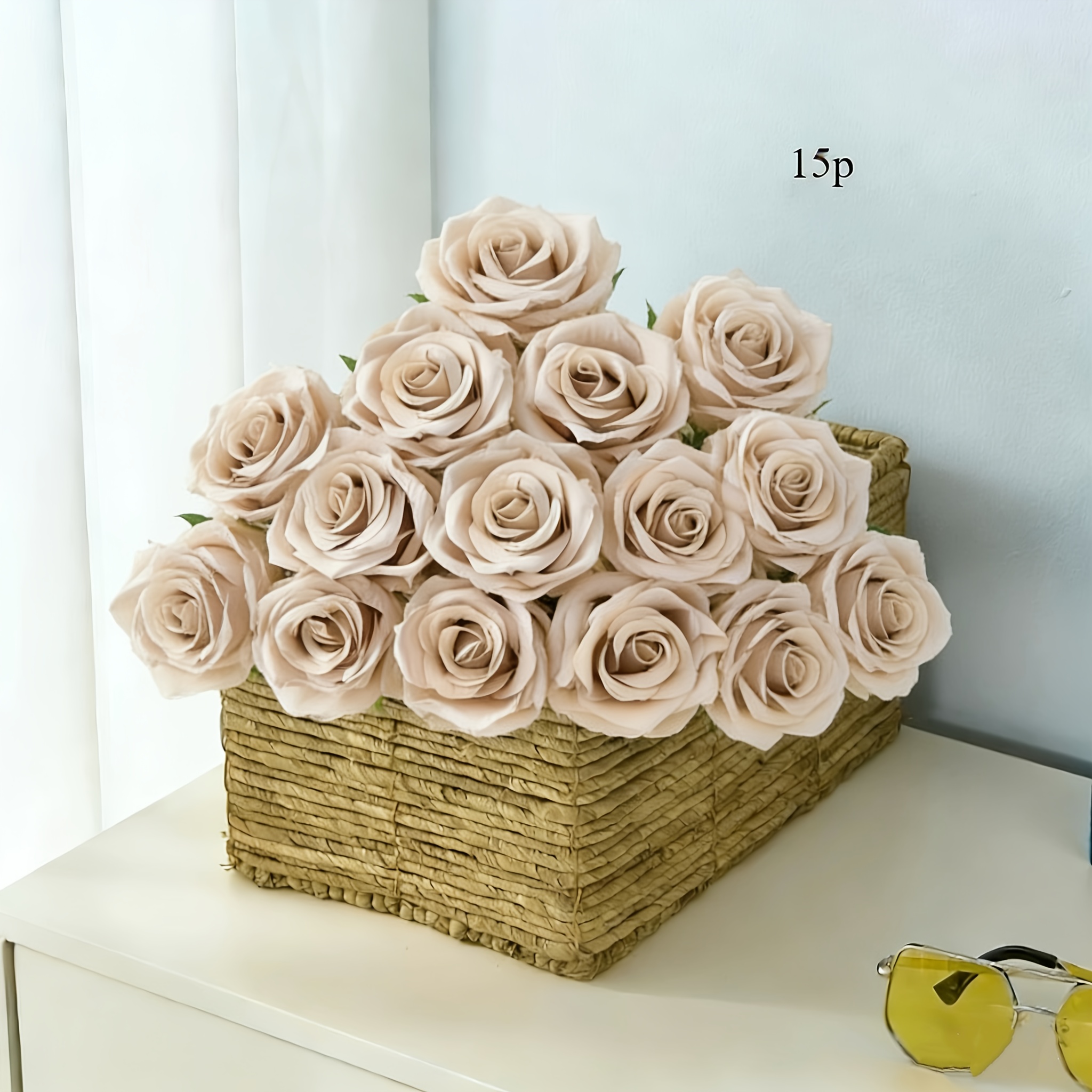15pcs Nude Artificial Rose Is Beautiful And Durable, Suitable For Home Decoration, Wedding Party, Kitchen Decoration