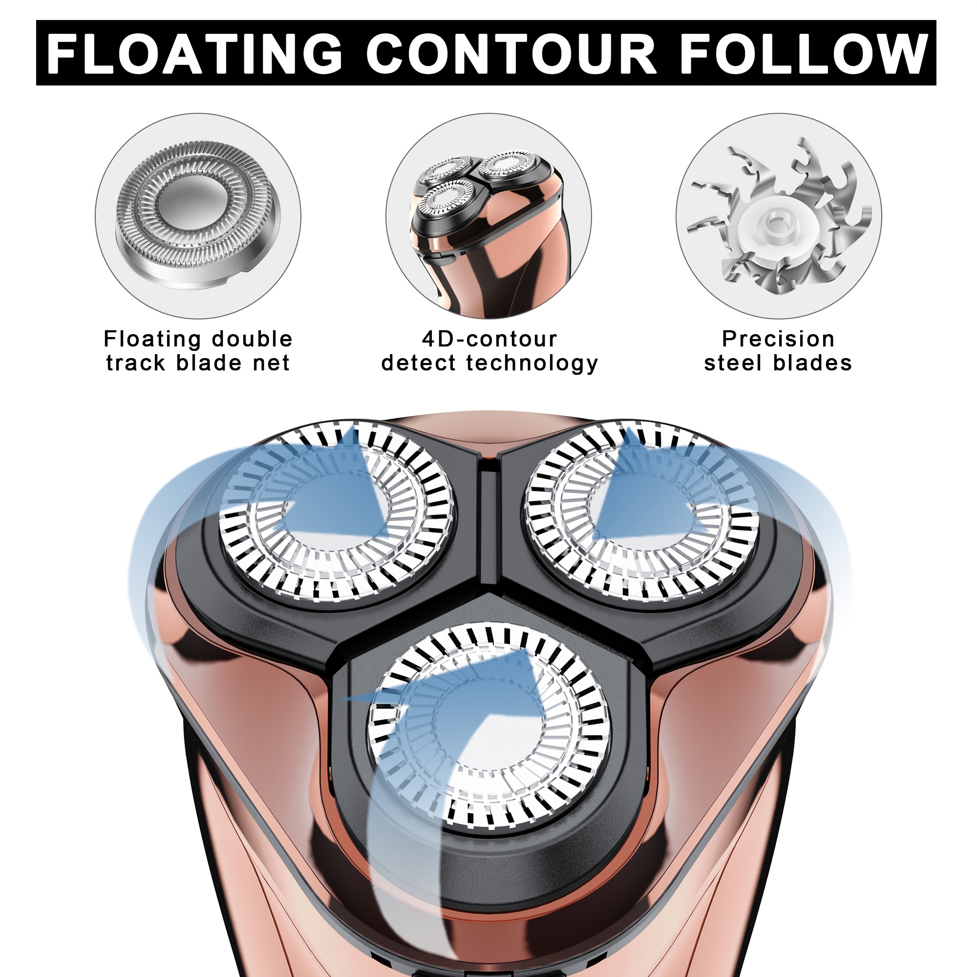 HATTEKER Electric Shaver for Men, Portable USB Rechargeable Razor with LCD Display, Floating Beard Trimmer, 600mAh Lithium Battery, Home Use Grooming Kit, Beard Grooming Kit