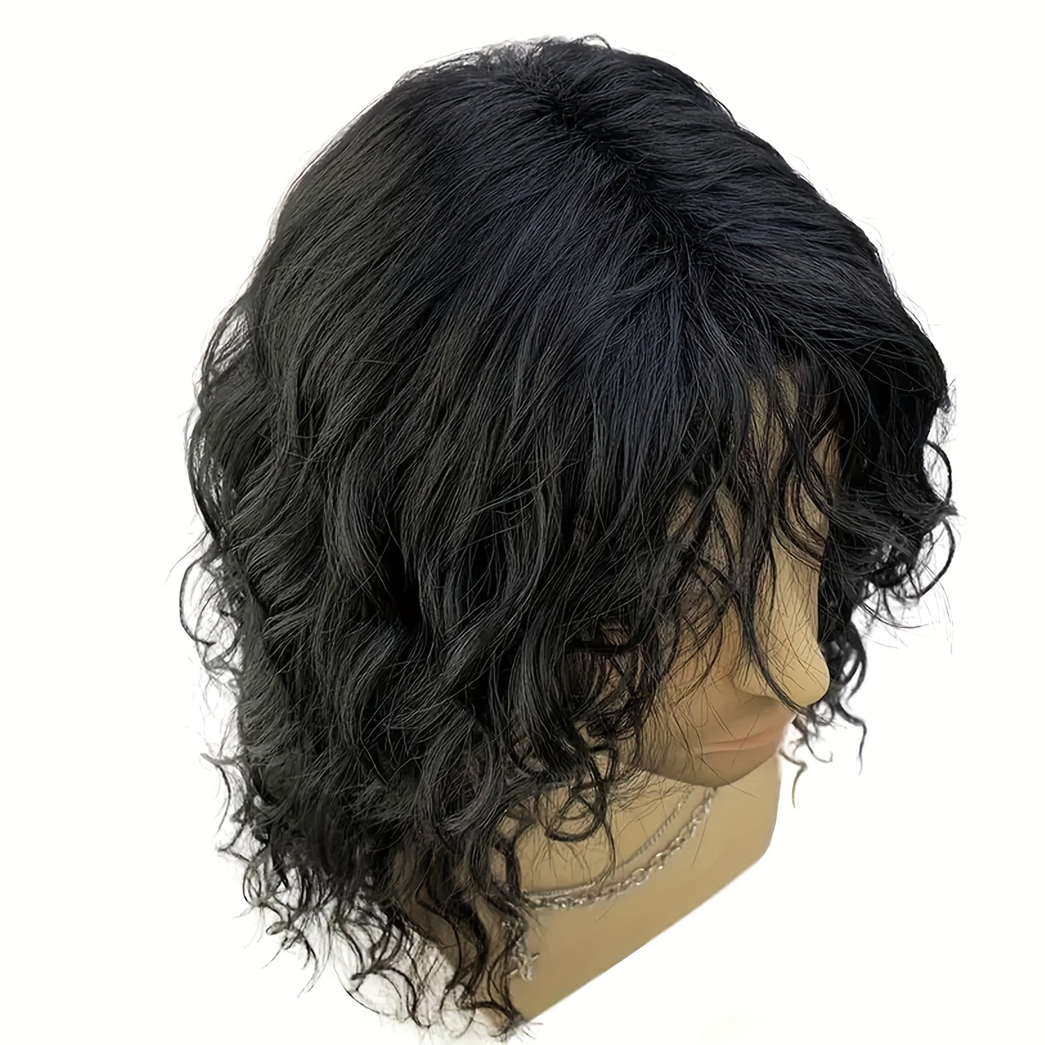 Perruque homme romantique noire bouclée