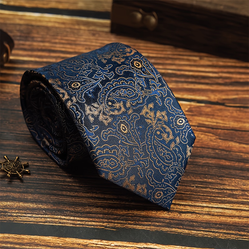 Image of British-themed Hand-tied Paisley Tie - Vintage Suitable For Formal Suits, 8cm Wide Necktie With Dense 1200-needle Fabric, Elegant For Business, Weddings, Daily Wear - British Style Accessory