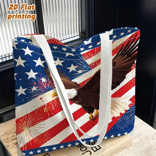 1 pz a tracolla da donna con stampa motivo bandiera americana dartificio , clutch a / a uso riutilizzabile, casual , capacità atta per , regalo di laurea, feste, regalo